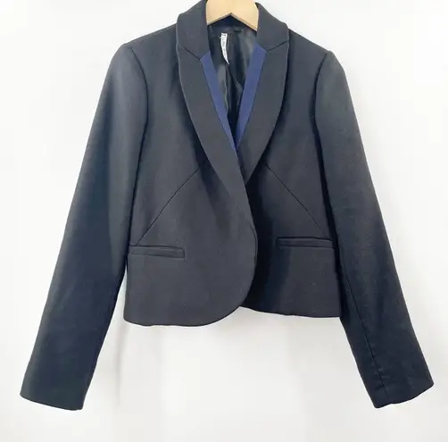 Willow & Clay Blazer Large Wool Blend Navy Black Business Casual Work Office