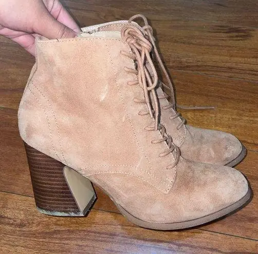 Kensie Nude Lace Up Ankle Boots