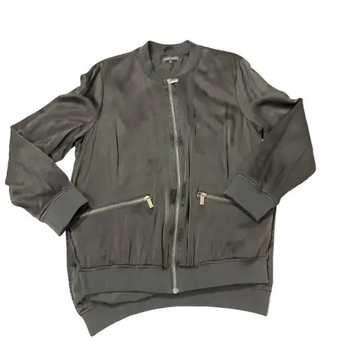 Universal Standard Satin Bomber Jacket - Black - S (14-16)