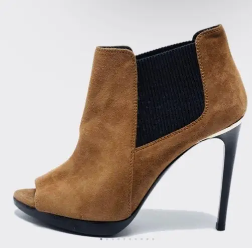 Burberry  brown suede peep toe ankle booties