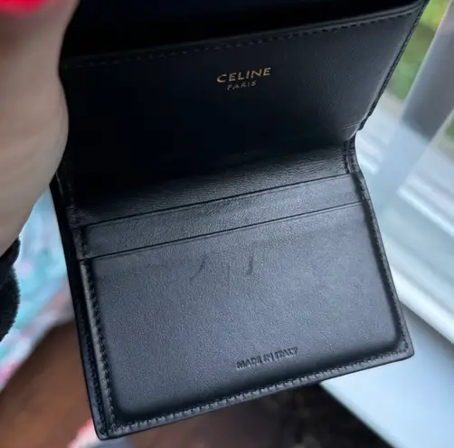 CELINE Compact Wallet With Coin Triomphe In Shiny Calfskin