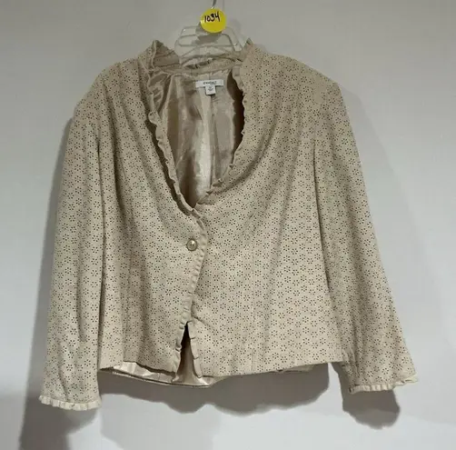 Woman’s Dress Barn 2x Soft Beige Faux Suede Lined Blazer One Button Tan Size XXL
