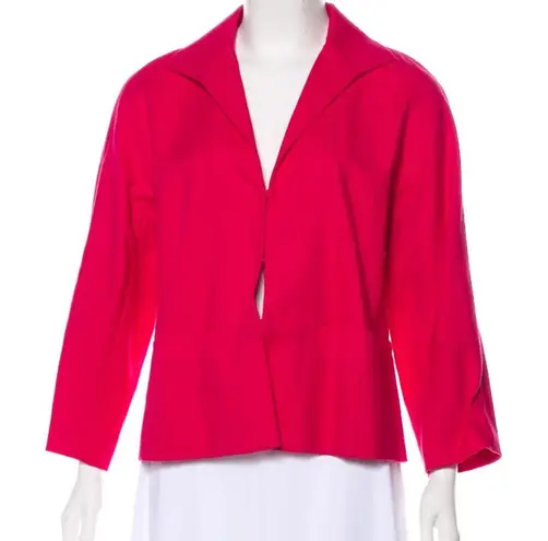 Lafayette 148  Fuchsia Wing Lapel Long Sleeve Blazer hook & eye closure size 8 🆕