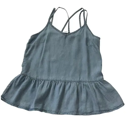 VERO MODA Blue Peplum Blouse Women Top Size Medium | 56-7