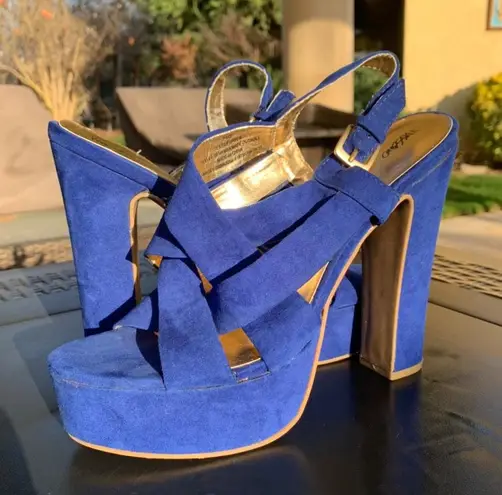 Royal blue platform heels best sale