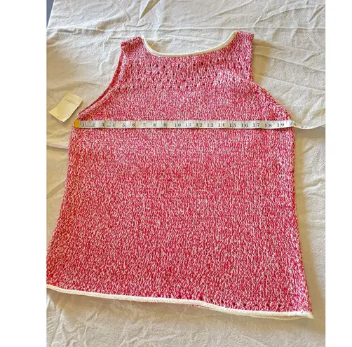 Susan Bristol Women’s XL Pink White Knit Tank Top Sleeveless Scoop Neck
