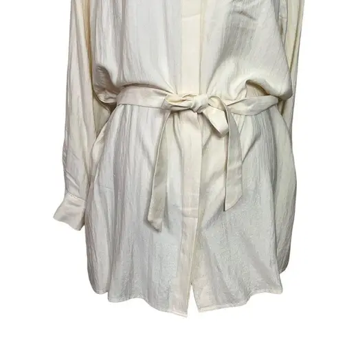 L'Academie  Cream Shirtdress Belted Button Front Mini Long Sleeve Neutral Size XS