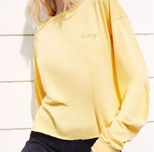 Brandy Melville  John Galt Camila Yellow Honey Crop Long Sleeve T-Shirt One Size