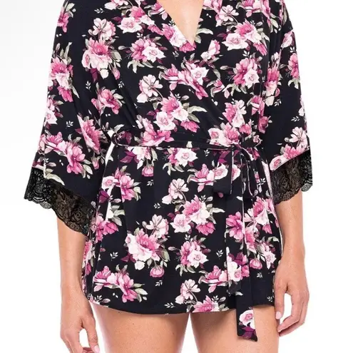 secret treasures Womens Short Maternity Robe Size L - XL Floral Lace Trim New
