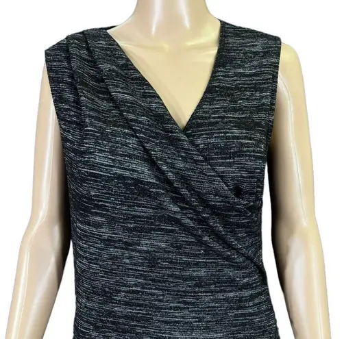 RD Style Womens Sheath Dress Pullover Faux Wrap Tulip Hem Black Gray Medium
