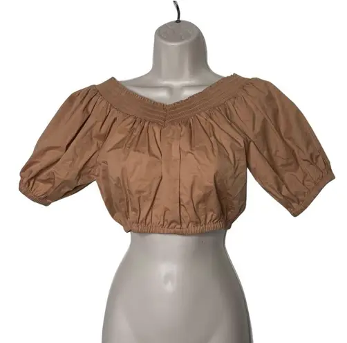 ALC Frank A.L.C. Natural Tan Beige Naya Off-the-shoulder Crop Top size 2