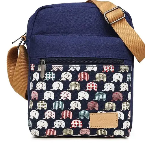 new Kemy’s ☀︎︎ Crossbody Purse Handbag Bag ☀︎︎ Elephant Print ☀︎ Navy Blue ☀︎