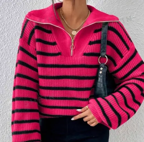 Lavishly Paris New! Women’s Striped Pattern Colorblock Drop Shoulder Sweater