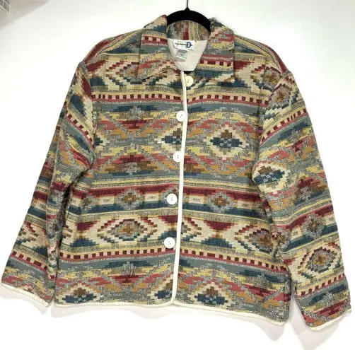 Vintage PHD Woven Blanket Tapestry Button Down Jacket Southwestern M Size M