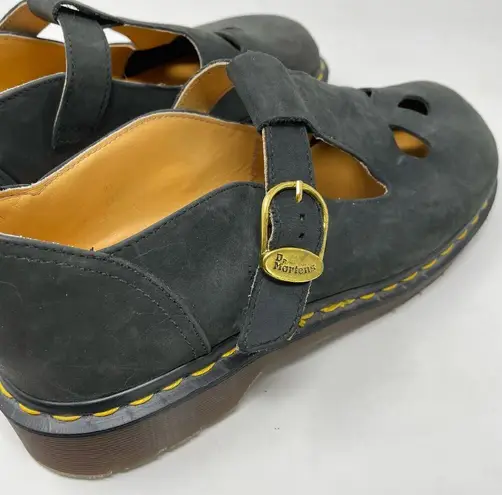 Dr. Martens Vintage  Black Nubuck Tear Drop T-Bar Mary Jane Shoes UK 7 US 9 9.5