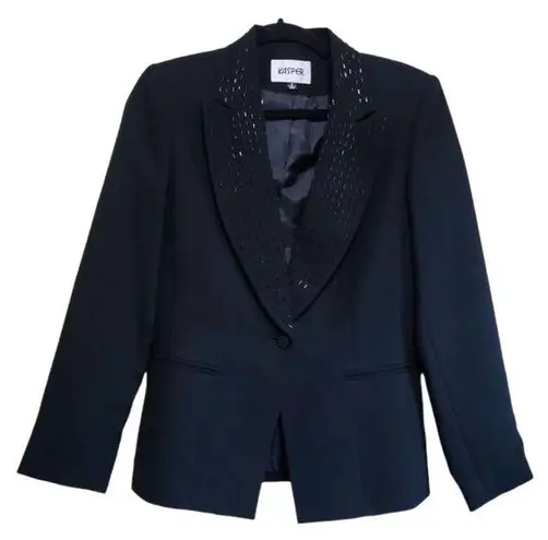 Kasper  Women’s Black Blazer Jacket with Sequins Lapel Collar Size 6