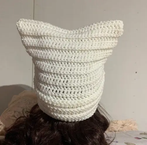 Handmade White Cat Beanie Hat