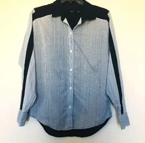 J Brand  Blue/White Pinstripe Button Down Blouse- Size Small