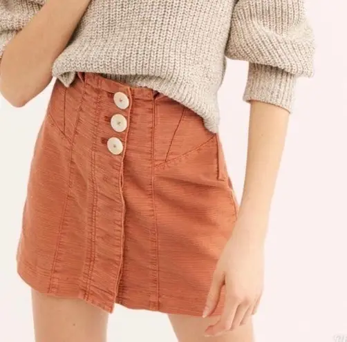 Free People Every Minute Every Hour Terra Cotta Button Down Skirt 6 thumbnail 1