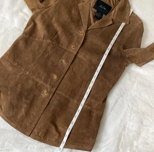 Zazee Jacket Blazer Vintage 100% leather Suede Brown Size M Size M