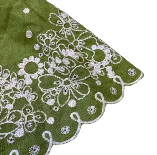 Grace Elements Size 14 Green Linen Grassy Field Embroidered Spring NWT New Cute