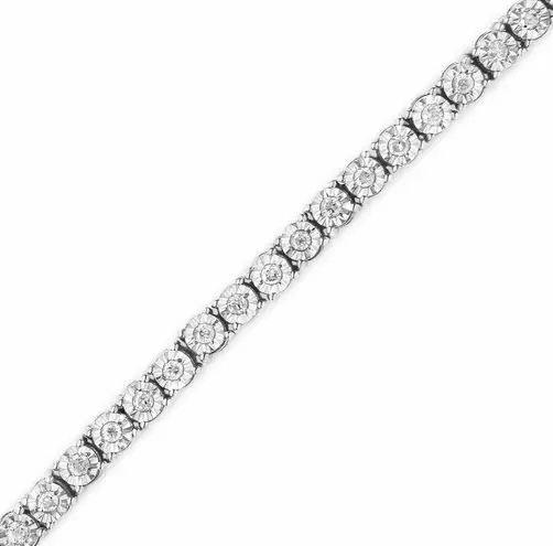 Brilliance NIB Haus of  .925 Silver 1.0 Cttw Diamond Facet Bezel Tennis Bracelet