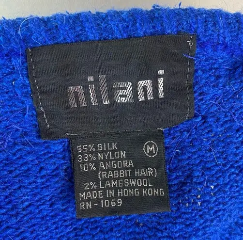 Vintage Blue Nilani  Sequin Sweater Dress Sz M Silk Angora‎ Runs Small Hong Kong