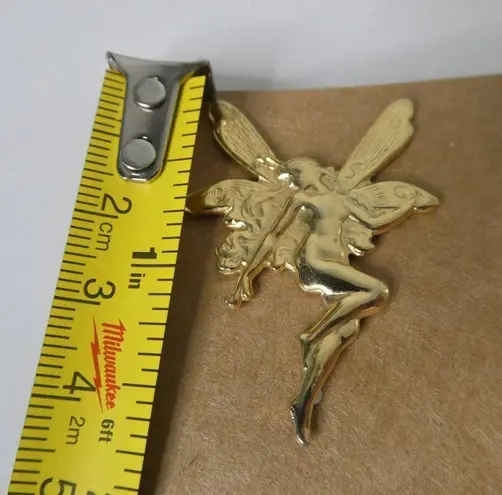 Gold Tone Faerie Fairy Pixie Stud Pierced Earrings Mythological Wings Sprite EUC