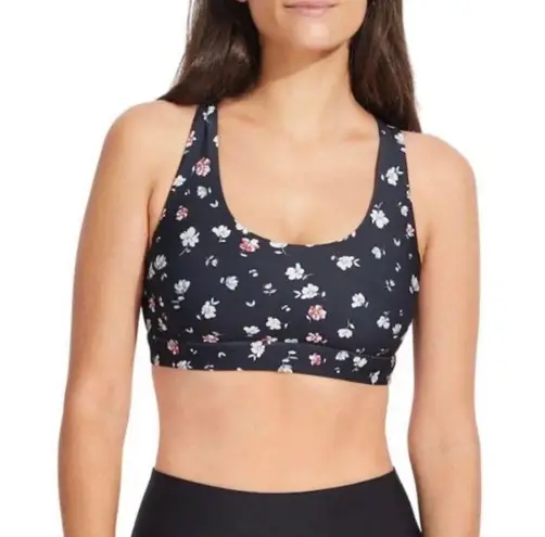 SoulCycle - Aurora Floral Black Sports Bra Athletic Training Gym Workout