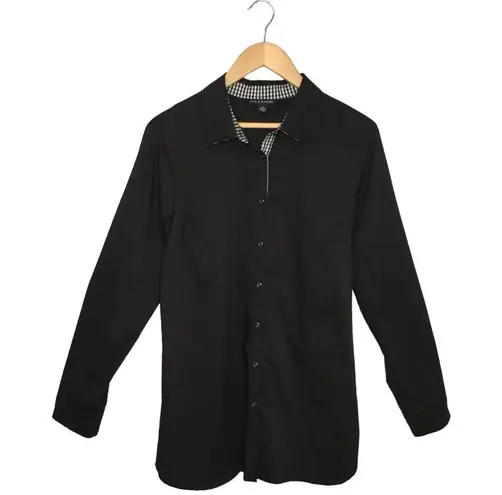 Zac and Rachel New Buffalo Plaid Contrast Long Tab Sleeve Button Down Tunic L