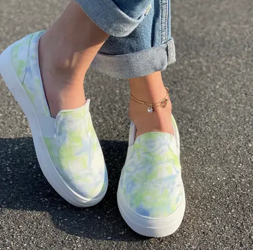 Soda Shoes Lime Tye Dye Slip On Sneaker