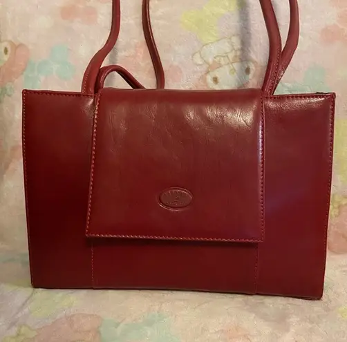 Vera Pelle Silvia T Tucci Designer vintage burgundy red Italian leather bag