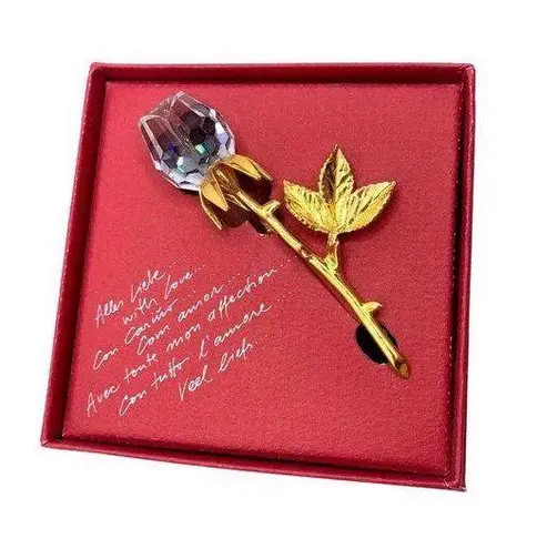 Swavorski Swarovski & Co. Austrian Crystal Rose Gold-Plated Stem Brooch Pin In Gift Box