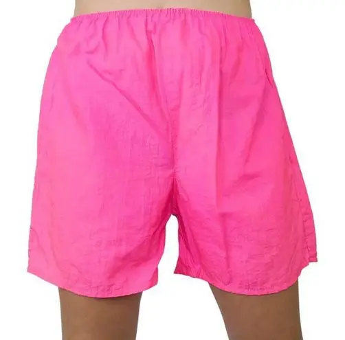 Vintage 80s Hot Pink Windbreaker Nylon Soccer Shorts Size M