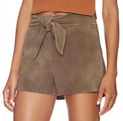 Intermix brown goat suede tie-waist shorts size small