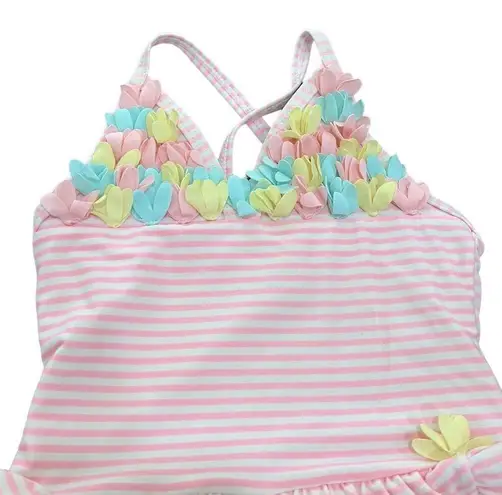 One Piece Little Me Baby Girls 3D Butterflies Floral stripe  Swimsuit 18 months