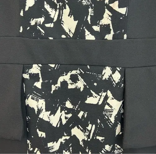London Times Black & White Abstract Peplum Pencil Shift Dress Size 6