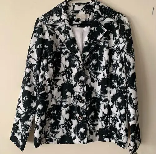 Laura Ashley NWT Palm Beach Black & White Floral Blazer Size M