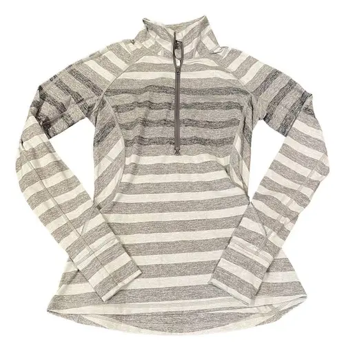 Lululemon  1/2-zip Pullover Top size 6 Gray Stripe Race Your Pace Base layer