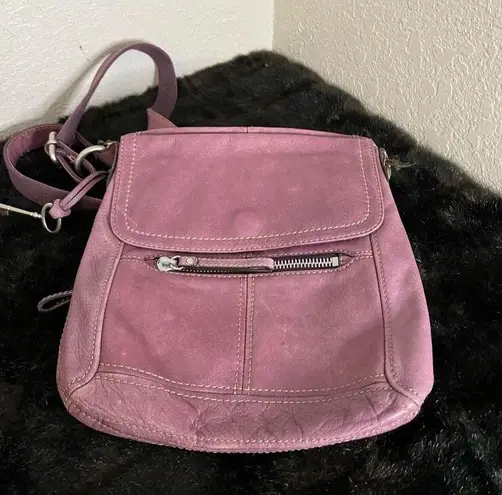 Fossil  purple butter leather crossbody key purse bag