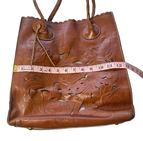 Patricia Nash Women's Brown Leather Cutout Tooled Cavo Tote with Dust Bag