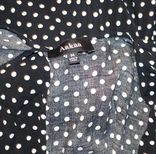 Aakaa Black White Polka Dot Romper M
