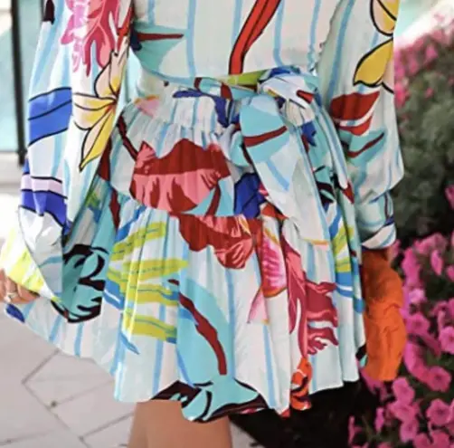 The Drop NWT- Beautiful blue floral skirt, tiered mini skirt