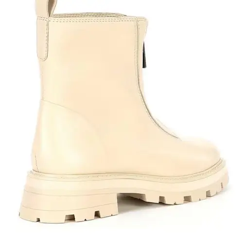 Gianni Bini New!  × Nastia Liukin Bowery Leather Zip-Up Lug Sole Booties in Cream