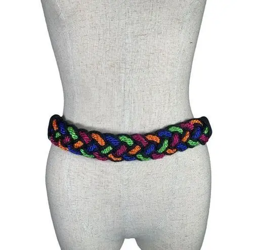 Vintage Statement Belt Braided Womens Colorful 90s Strap Waist Retro