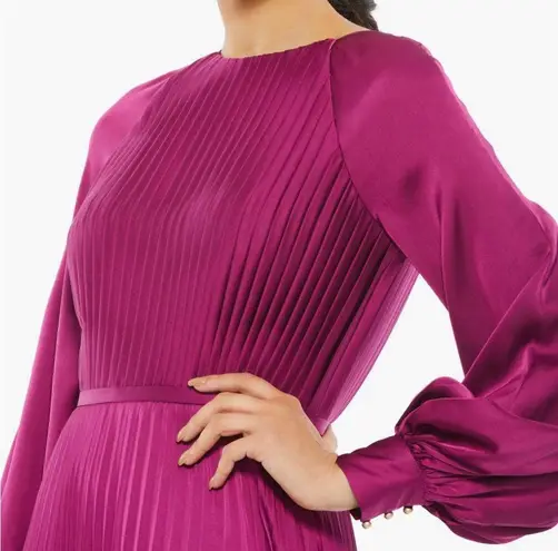 Mac Duggal IEENA for Pleated Long Sleeve Satin A-Line Gown, Size 8 New w/Tag