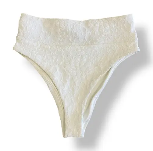 Aerie  NWT High-Waisted Floral Bikini Bottoms Womens Size XS White‎