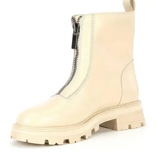 Gianni Bini New!  × Nastia Liukin Bowery Leather Zip-Up Lug Sole Booties in Cream