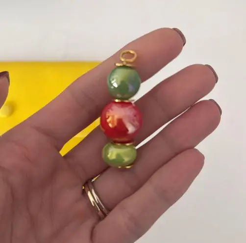 Timeless Pearly Red Green and Gold Charm