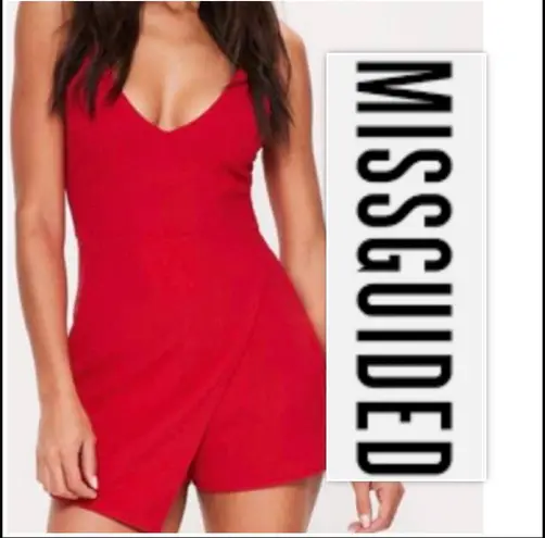 Missguided Red Skort Wrap Romper -